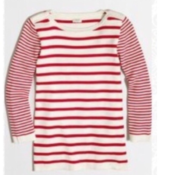 J. Crew Factory Red Mixed Stripe Holiday Sweater - Picture 2 of 3
